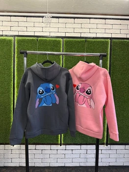 Парні худі з капюшоном утеплені, М/L, М/L, принт "Stitch\Angel", різні кольори (2493)