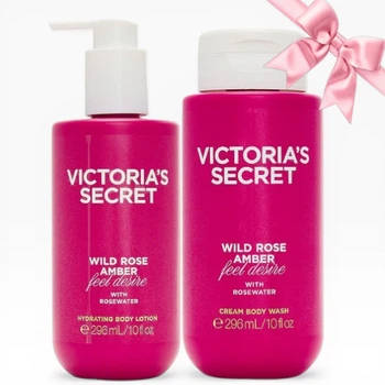 Подарунковий набір Victoria's Secret Wild Rose Amber Cream Body Wash + Body Lotion (912/826)