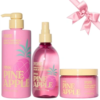Подарунковий набір Victoria's Secret & Pink Pineapple Hair & Body Mist + Body Scrub + Body Lotion (882/884/885)