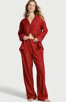 Піжама фланелева (сорочка+штани) Victoria's Secret Червона (в смужку) L (Regular)
