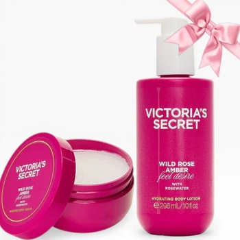 Подарунковий набір Victoria's Secret Wild Rose Amber Hydrating Body Lotion + Body Scrub (911/826)