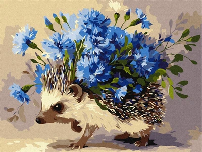 Картина за номерами Їжак та квіти ©art_selena_ua 30x40 KHO6892 Ідейка