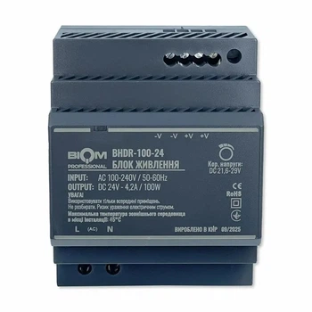 Блок питания BIOM BHDR-100-24 24V 4.2A 100W на DIN-рейку IP20 – модульный импульсный драйвер для LED и автоматики