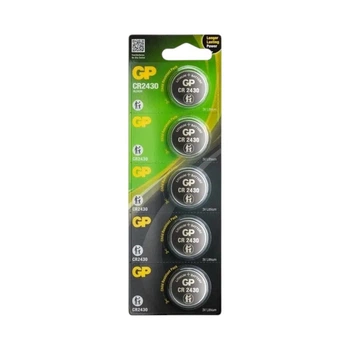 Батарейка GP CR2430 3V 300mAh Lithium Coin, 5 шт (24×3.0 мм) – литиевые батарейки для весов, сигнализаций, брелков и электроники