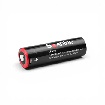 Аккумулятор Soshine 18650 3.7V 3500mAh Li-ion USB-C 18.6×65 мм – перезаряжаемый INR элемент питания, 1 шт