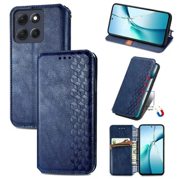 Чехол Deexe Rhombus Wallet для Motorola Edge 70 Fusion - Blue