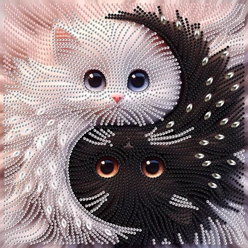 Набор для алмазной вышивки Коты Инь-Янь Diamond Painting Kit 30 х 30 см Разноцветный (28842)