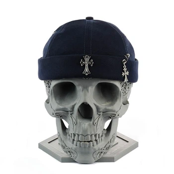 Молодежная кепка докер в стиле "Chrome Hearts" Темно-синий