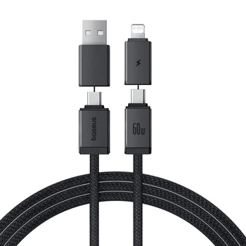 Кабель Baseus Versatile 4 in 1 Type-C+USB to Type-C+Lightning 60W 2m (Black) P10383000121-02