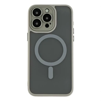 Чехол TPU+PC Magnetic Matte для iPhone 15 Pro Max с MagSafe защита камеры серый