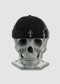 Кепка докер без козырька - Хром Хартс / Chrome Hearts 56-58 см Черный