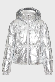 Жіноча срібляста куртка HOODED HIGH SHINE DOWN JACKET Michael Kors S 77B6594M42