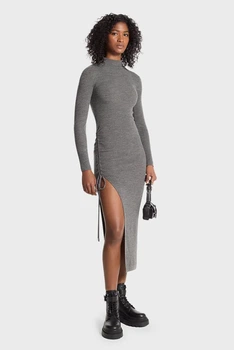 Жіноче сіре шерстяне плаття MERINO RUCHED MIDI DRESS Michael Kors XS MF482LZ4VR