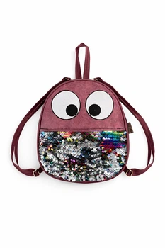 Рюкзак городской из экокожи с пайетками Zip-Zip 019 (22×19×8 см) винный