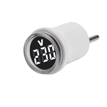 Вольтметр у розетку круглий (50-500V) EU LED міні WHITE
