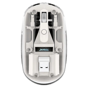 Беспроводная мышь Jedel WD131P, 300mAh, 800-1600DPI, BT5.1, 2.4G, transparent-white