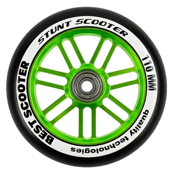 Колесо на трюковой самокат Best Scooter (металл) 110 мм, черно-зеленое