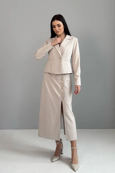Жіночий приталений піджак на гудзиках Nenka XL Бежевий (nenka3637-XL)