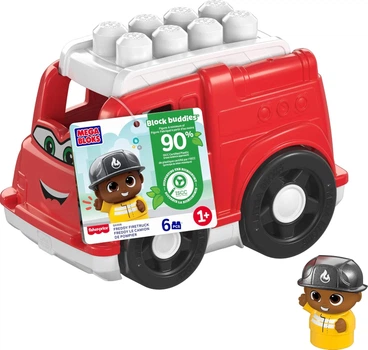 Klocki konstrukcyjne Mattel Mega Bloks pojazd strażacki Freddy z figurką 6 elementów Czerwony GXX08 (887961964653)