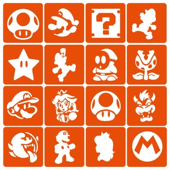 Набор трафаретов для био-тату Fresh Tattoo "Super Mario" (super-mario-simple-16)
