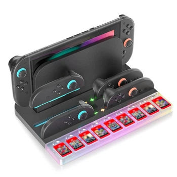 Зарядная станция-органайзер 2-в-1 для Nintendo Switch 2 с RGB-подсветкой Black
