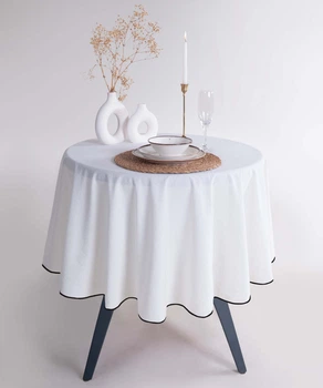 Круглая скатерть из вареного хлопка Limasso Essualte 160 см. Snow White