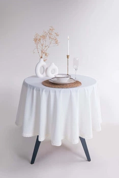 Круглая скатерть из вареного хлопка Limasso French 160 см. Snow White