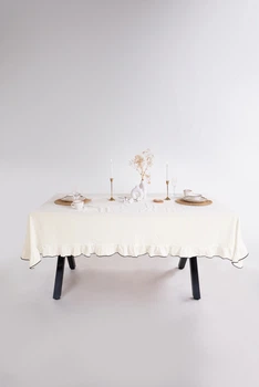 Скатерть из вареного хлопка Limasso Exclusive Esualte 160×220 см. Akdeniz Krem