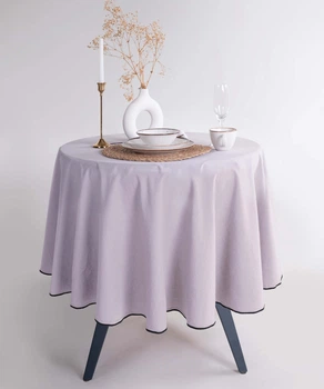 Круглая скатерть из вареного хлопка Limasso Essualte 160 см. Opal Grey
