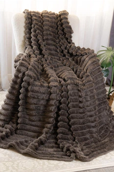 Плед шарпей королівський Home Textiles Brown 200*230 см покривало на ліжко диван коричневе