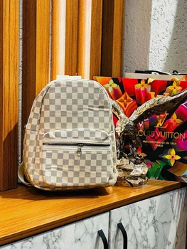 Рюкзак с принтом Louis Vuitton бежевый унисекс (r110)