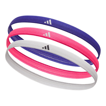 Повязки на голову Adidas Hairbands, набор 3 шт, лайкра, белая, розовая, синяя (ADAC-16199)