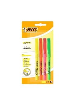 Текстовые маркеры цветные со скошенным пером 4 шт комбинированный BIC
