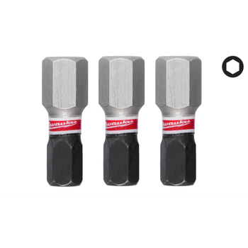 Бита SHOCKWAVE MILWAUKEE, Hex8, 25мм, (3шт)