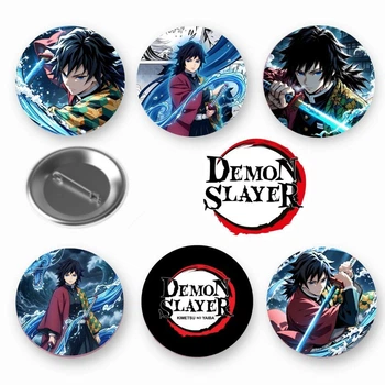 Набор закатный значков Demon slayer Клинок, рассекающий демонов Гию Томиока 6 шт (ДС21398)