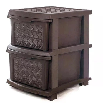 Пластиковий комод для дому, 2 ящики, R-Plastic коричневий