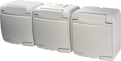 Розетка потрійна ETI Hermetics RHE-3s IP54 біла з заземленням та кришкою (4668023)