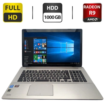 Ноутбук Б-клас Toshiba Satellite P70-B / 17.3" (1920x1080) TN / Intel Core i7-4720HQ (4 (8) ядра по 2.6 - 3.6 GHz) / 8 GB DDR3 / 1000 GB HDD / AMD Radeon R9 M265X, 2 GB GDDR5, 128-bit / WebCam / DVD-ROM б/в