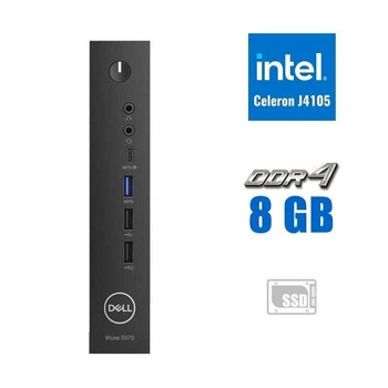 Неттоп Dell WYSE 5070 USFF / Intel Celeron J4105 (4 ядра по 1.5 - 2.5 GHz) / 8 GB DDR4 / 180 GB SSD M.2 / Intel UHD Graphics 600 / 65W / Windows 10 Pro б/в