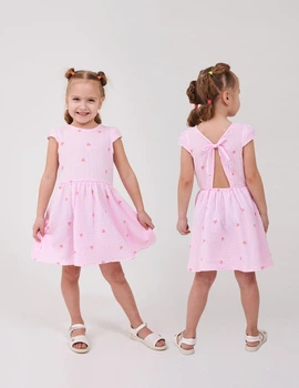 Платье для девочки SMIL 120480-1 Рисунок сердечки на розовом р.116