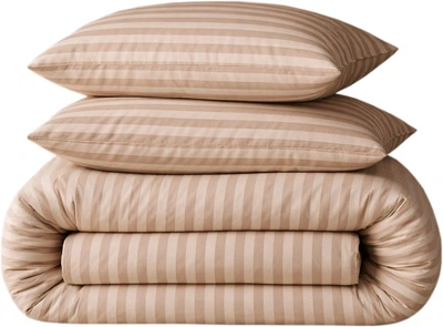 Комплект постільної білизни MirSon Ranforce Elite Євро 200х220 см 17-0610 Stripe Light Brown Ранфорс (2200008198633)