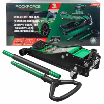 Домкрат 3т (75-505мм) подкатной низкопрофильный двухпоршневой Rockforce RF-T830018Z HT