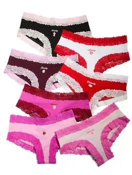 Набор трусиков Victoria's Secret 5-Pack pink wink™ 7 pack lace-trim thong panties размер XS
