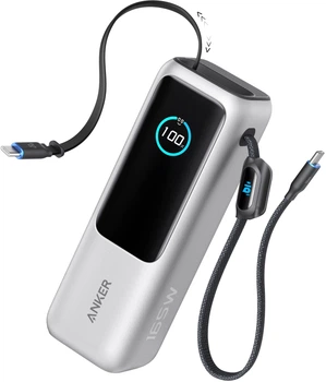 УМБ Anker 25000 mAh 165W PD/PIQ/QC Built-In Double USB-C Cables Silver (A1695H41)