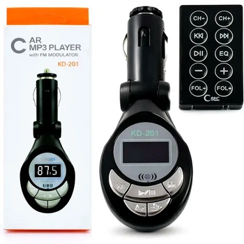 FM трансмиттер с пультом MP3 плеер USB SD TF MMC 12 В KD201 для автомобиля