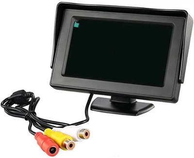 Монітор автомобільний 4.3 дюйма TFT LCD, екран для камери заднього виду розкладний HD дисплей Чорний