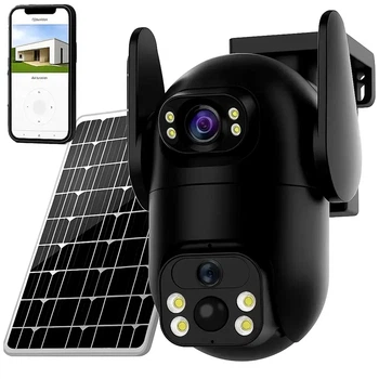 Автономна 4G PTZ камера VQ005 Solar 6 Мп із сонячною батареєю для відеоспостереження чорного кольору