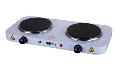 Електроплита Hilton HEC-252, White, 2500W, 2 комфоркі, поворотні перемикачі, регульований термостат
