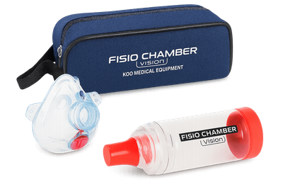 Спейсер (інгаляційна камера) FISIO CHAMBER VISION PLUS з інноваційною маскою "Panda" з клапаном та чохлом для зберігання (3-6 років) KM-1321B
