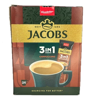 Упаковка Кавовий напій у стіках Jacobs Cappuccino 3 в 1 розчинний 12,5 г х 24 шт (СT0695)